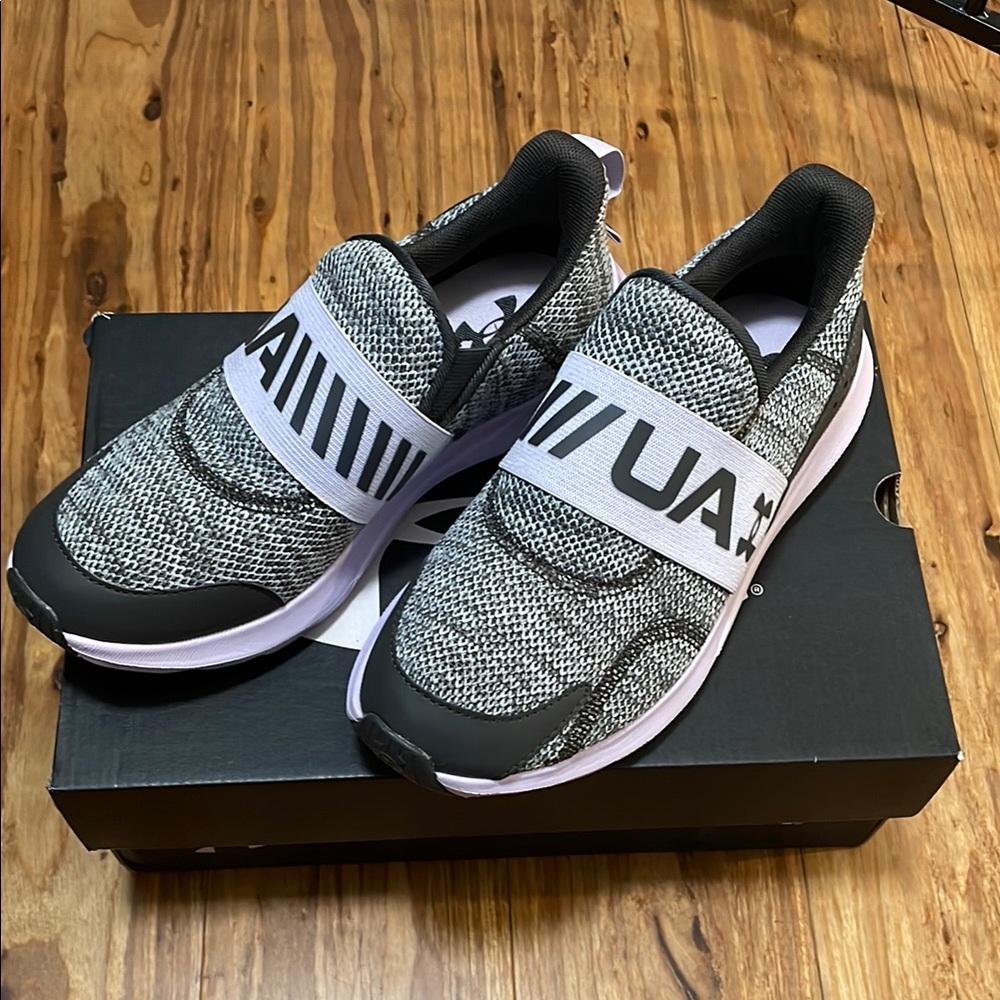 Under Armour Kids' Slip-On Athletic Shoes in Gray and Purple